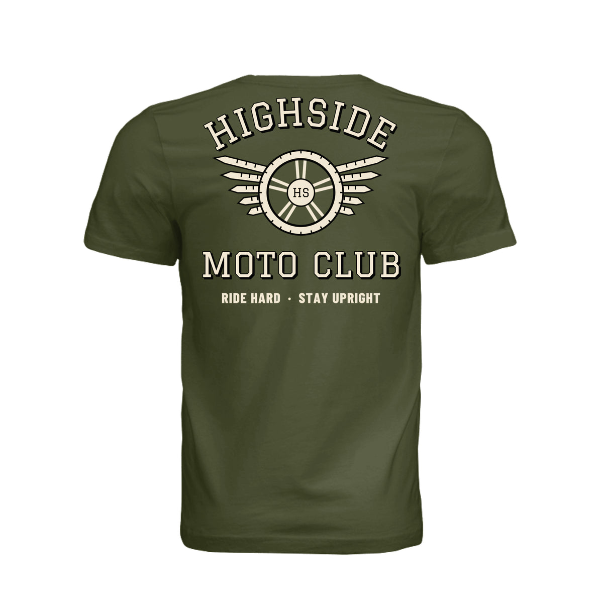 Moto Club tee with winged wheel back print
